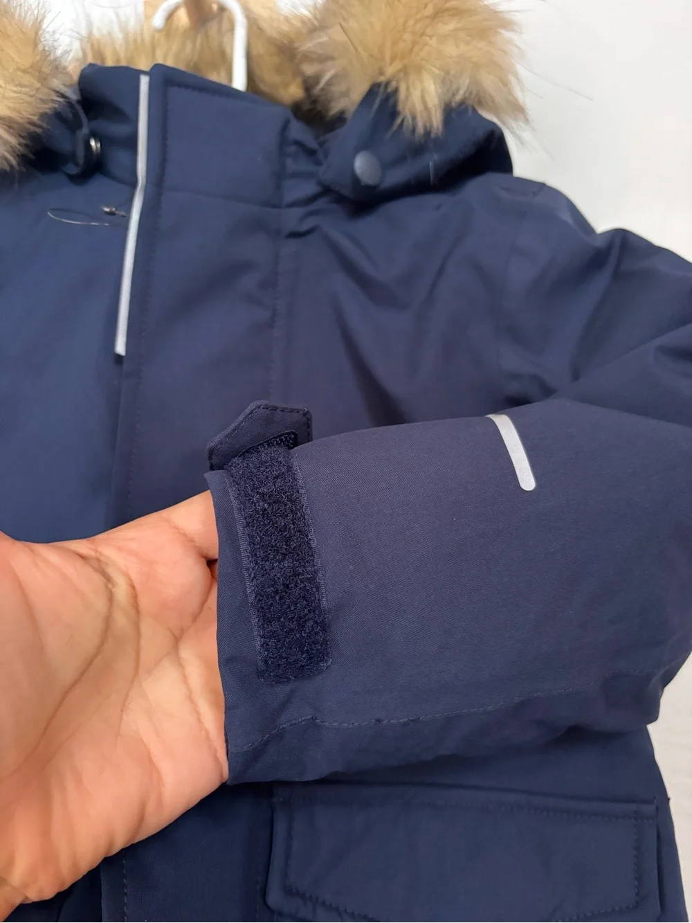Reima Mutka Kids Navy Winter Parka Faux Fur Hood Size 86, 18 to 24M